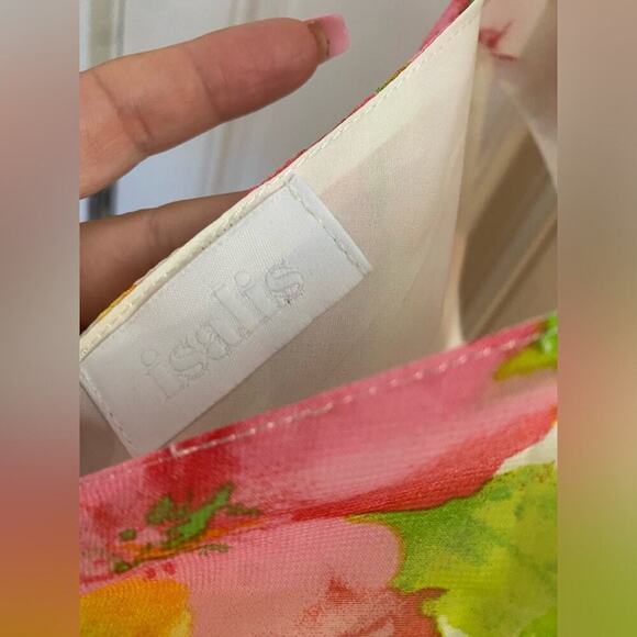 Isalis Floral Open Back Ruched Mini Dress L - Picture 6 of 6